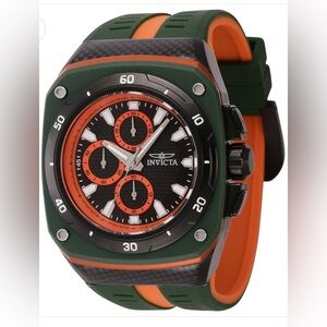 Invicta Black and Orange Chronograph Watch Mens rubber strap
